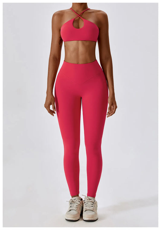 HIGH WAIST POCKET LEGGINGS - PINK