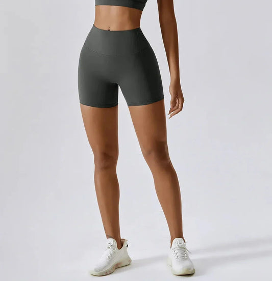 THE IRIS HIGH WAIST SHORTS - GREY