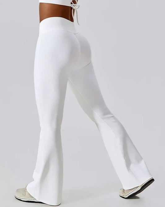 FLARED YOGA LEGGINGS - WHITE